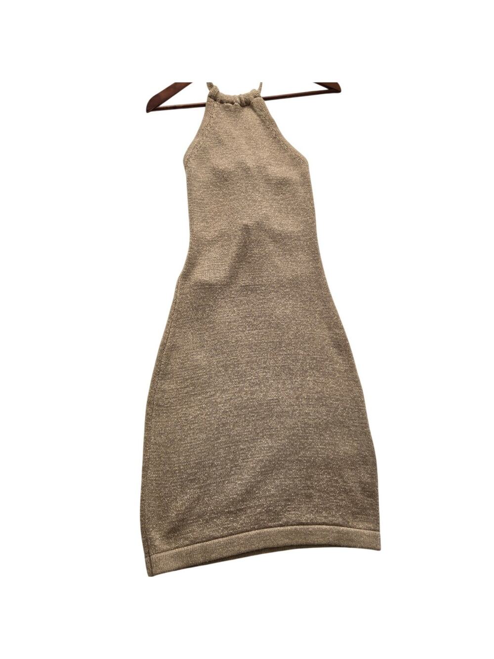 Sand Halter Bodycon Boho Mini Dress Open Back Multi‑Tie Sexy Vacation Size M